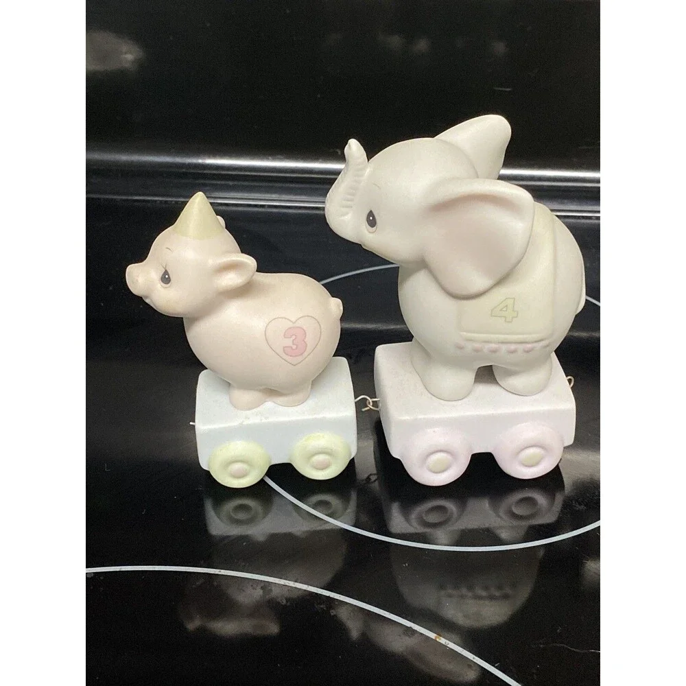 2 Enesco Precious Moments Train Circus Birthday Series #3 & #4 and Baby